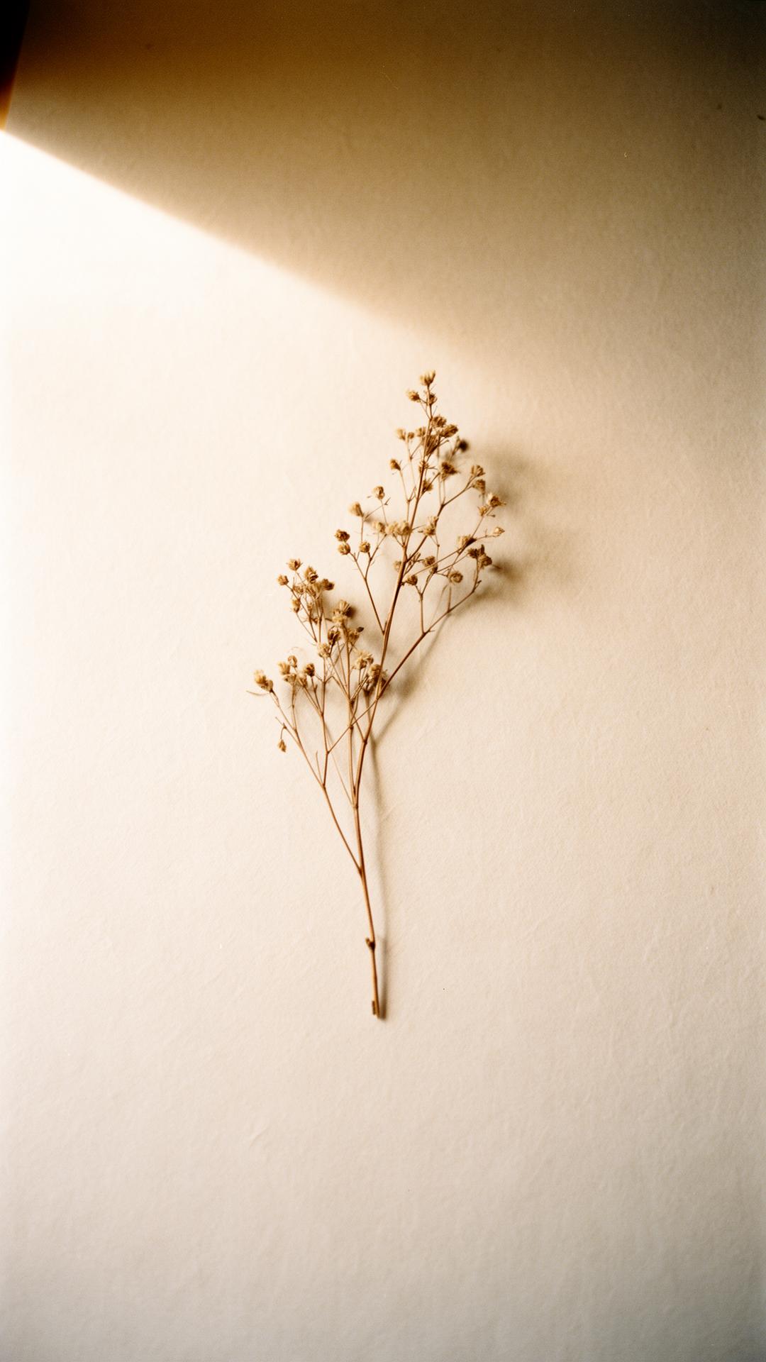 Sušená vetvička na papieri